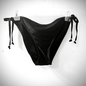 NWT Fashion World Black String Bikini Bottom, Gold Beads, Sz L